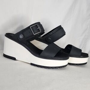 Timberland Wedge Sandals Black White Platform Slide Womens 7